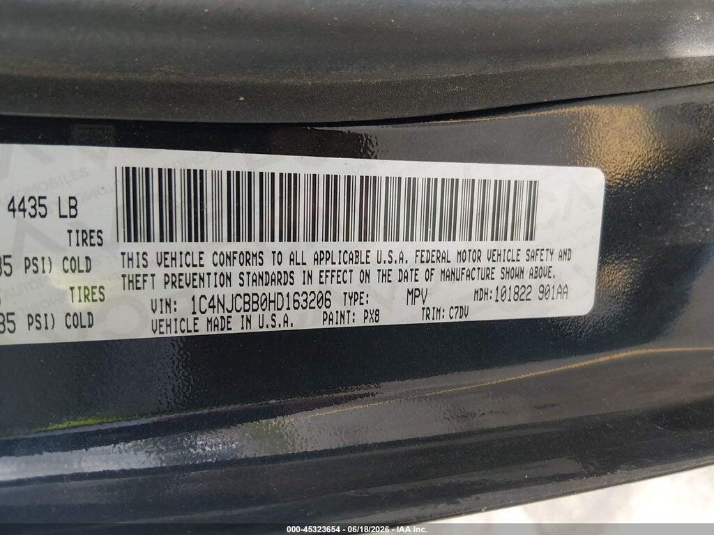 1C4NJCBB0HD163206 2017 JEEP COMPASS photo no. 9
