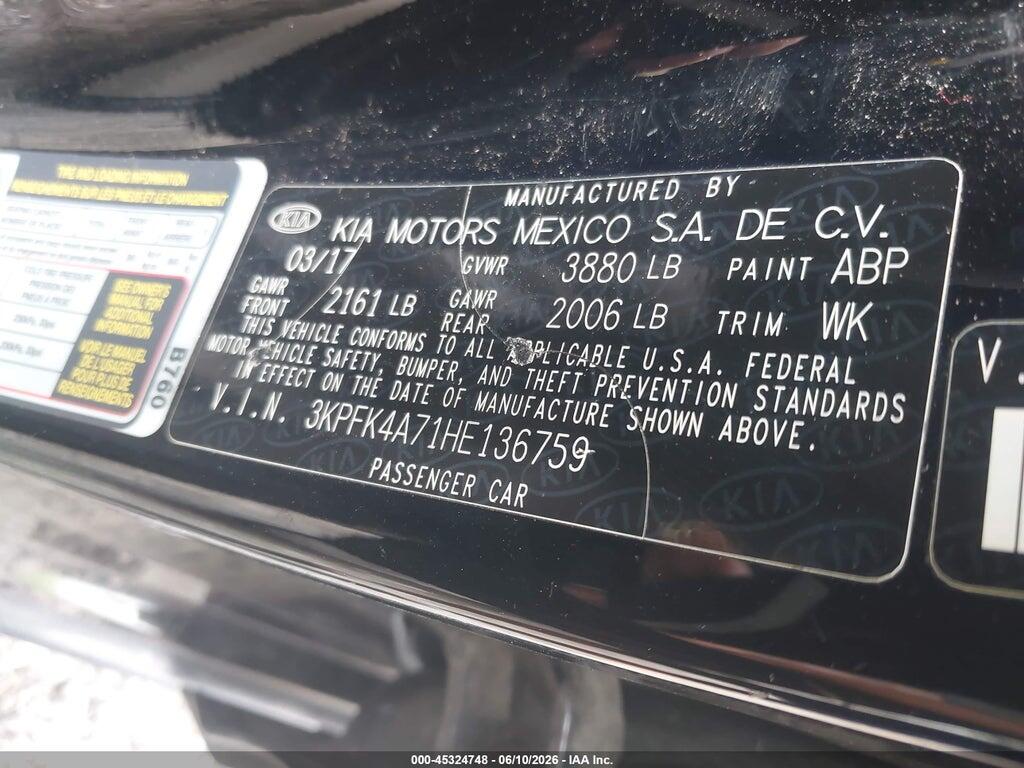 3KPFK4A71HE136759 2017 KIA FORTE photo no. 9