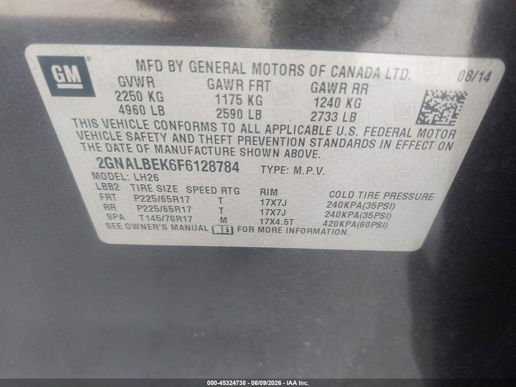 2GNALBEK6F6128784 2015 CHEVROLET EQUINOX photo no. 9