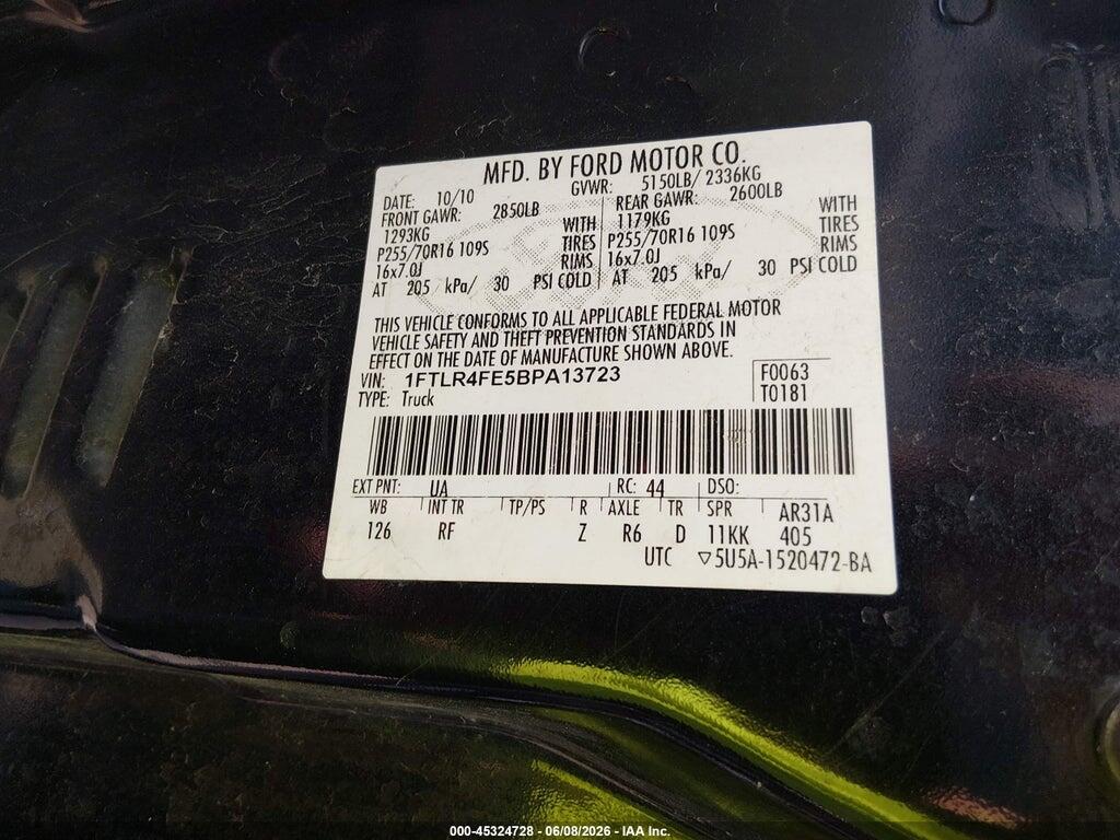 1FTLR4FE5BPA13723 2011 FORD RANGER photo no. 9