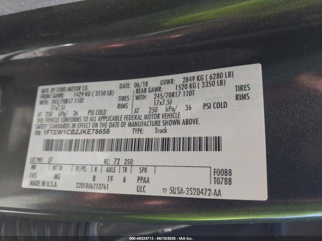 1FTEW1CB2JKE78658 2018 FORD F-150 photo no. 9