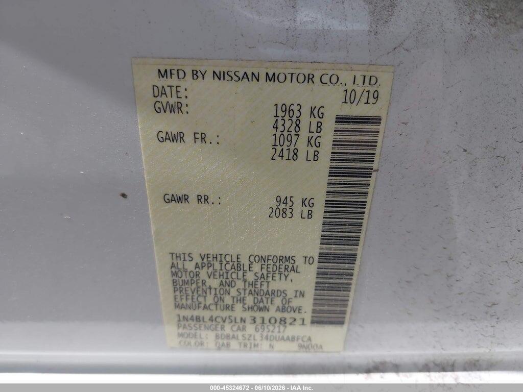 1N4BL4CV5LN310821 2020 NISSAN ALTIMA photo no. 9