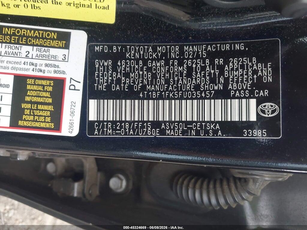 4T1BF1FK5FU035457 2015 TOYOTA CAMRY photo no. 9