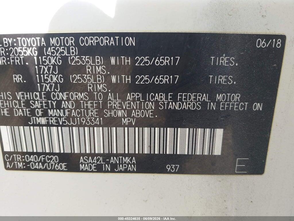 JTMWFREV5JJ193341 2018 TOYOTA RAV4 photo no. 9