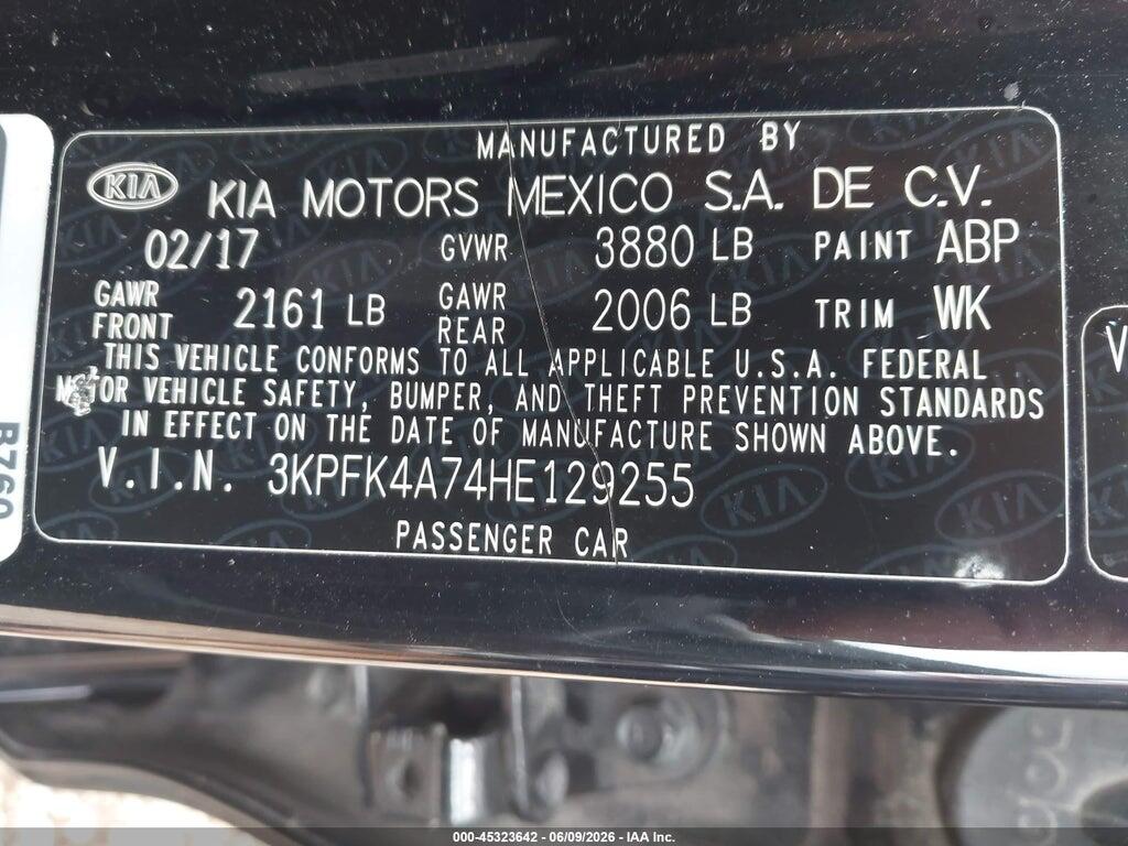 3KPFK4A74HE129255 2017 KIA FORTE photo no. 9
