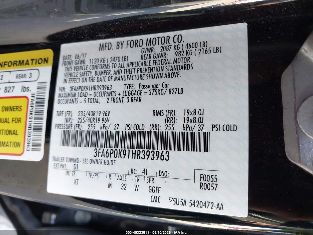 3FA6P0K91HR393963 2017 FORD FUSION photo no. 9
