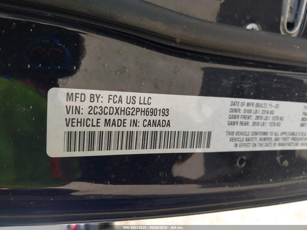 2C3CDXHG2PH690193 2023 DODGE CHARGER photo no. 9