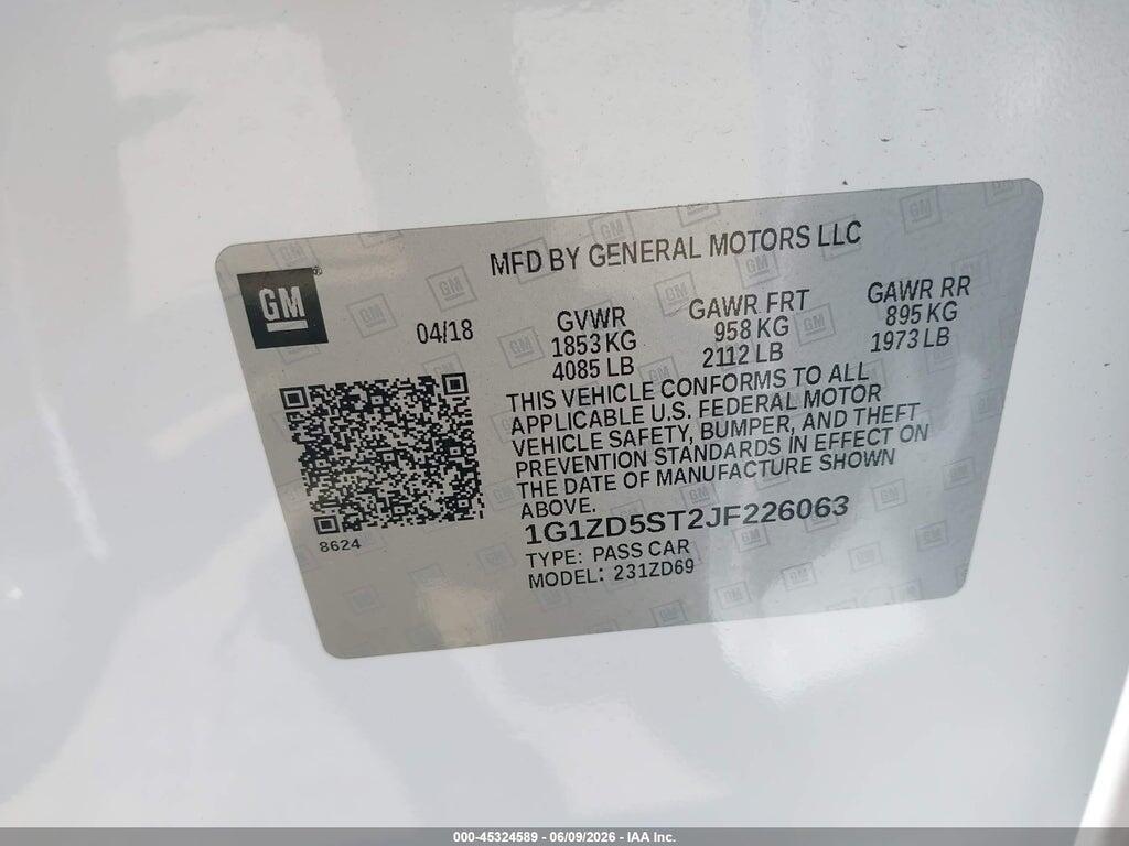 1G1ZD5ST2JF226063 2018 CHEVROLET MALIBU photo no. 9