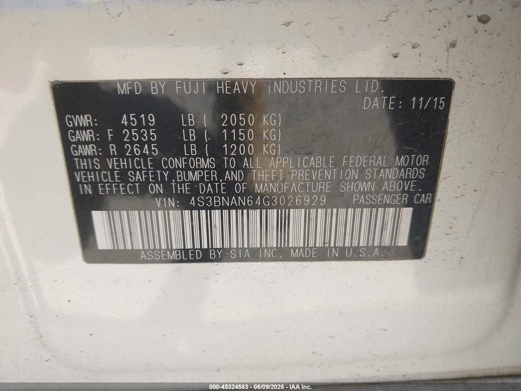 4S3BNAN64G3026929 2016 SUBARU LEGACY photo no. 9