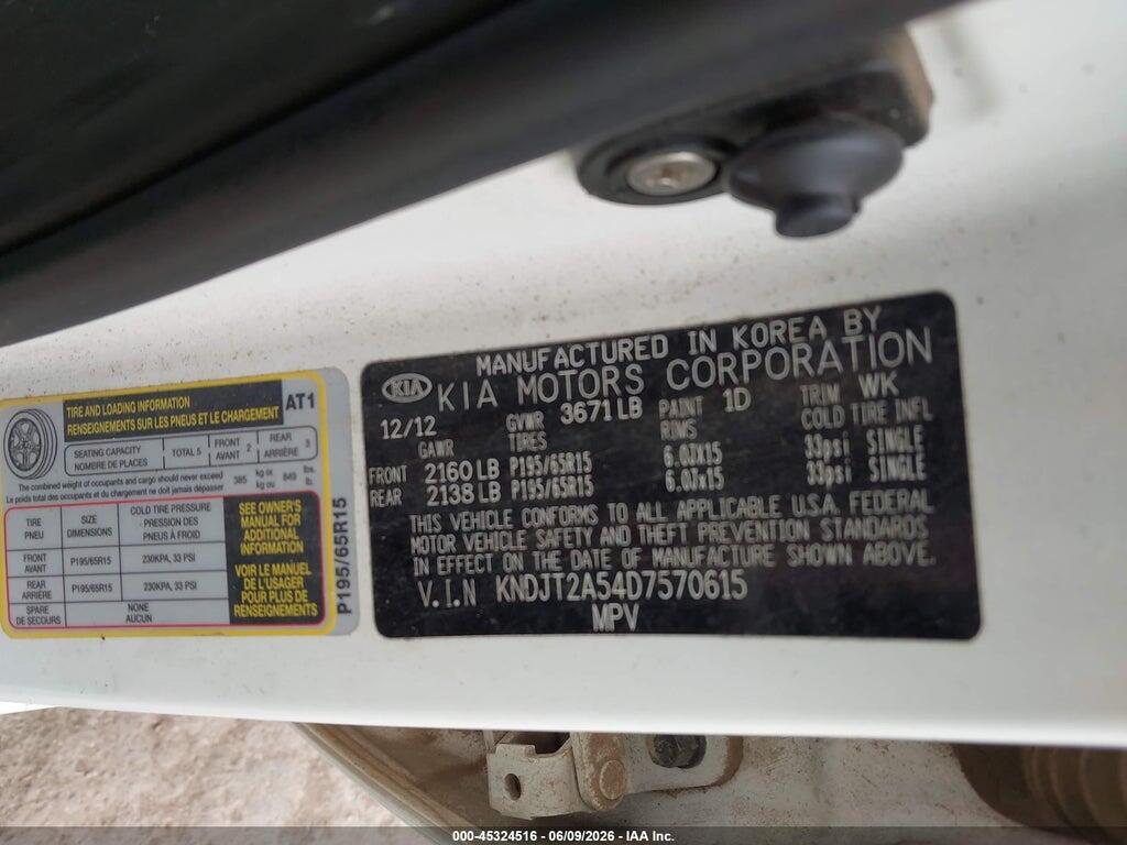 KNDJT2A54D7570615 2013 KIA SOUL photo no. 9