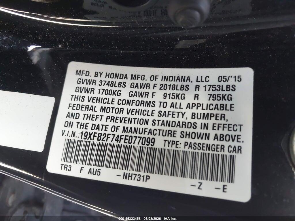 19XFB2F74FE077099 2015 HONDA CIVIC photo no. 9
