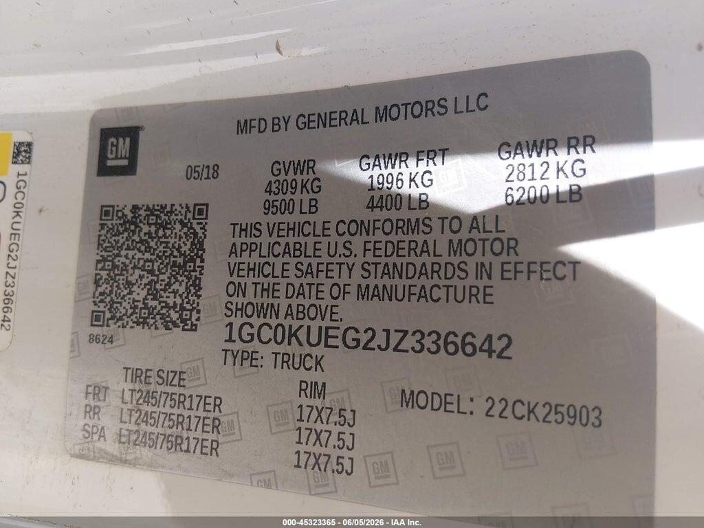 1GC0KUEG2JZ336642 2018 CHEVROLET SILVERADO 2500HD photo no. 9