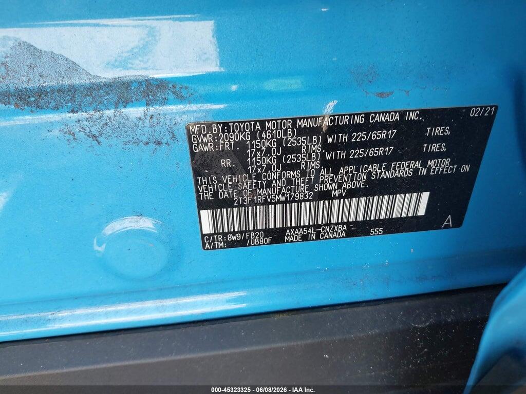 2T3F1RFV5MW179832 2021 TOYOTA RAV4 photo no. 9