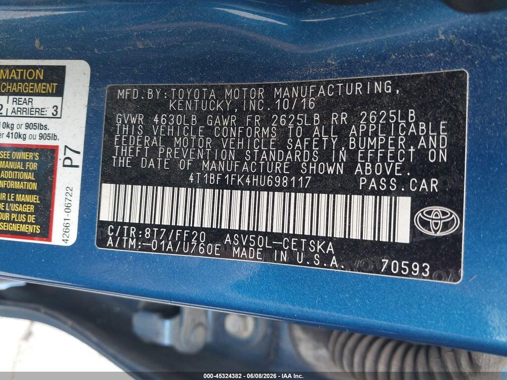 4T1BF1FK4HU698117 2017 TOYOTA CAMRY photo no. 9