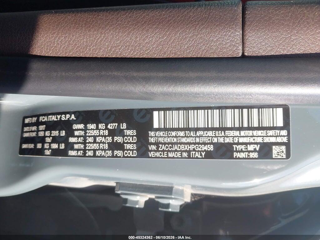 ZACCJADBXHPG29458 2017 JEEP RENEGADE photo no. 9