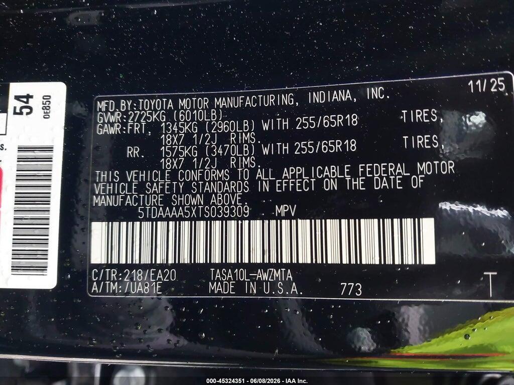 5TDAAAA5XTS039309 2026 TOYOTA GRAND HIGHLANDER photo no. 9