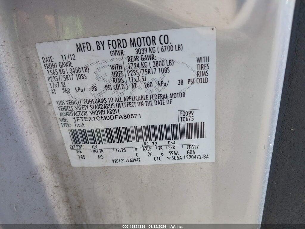 1FTEX1CM0DFA80571 2013 FORD F-150 photo no. 9