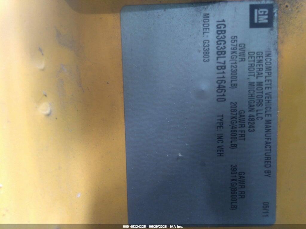 1GB3G3BL7B1164610 2011 CHEVROLET BUS EXPRESS CUTAWAY photo no. 9