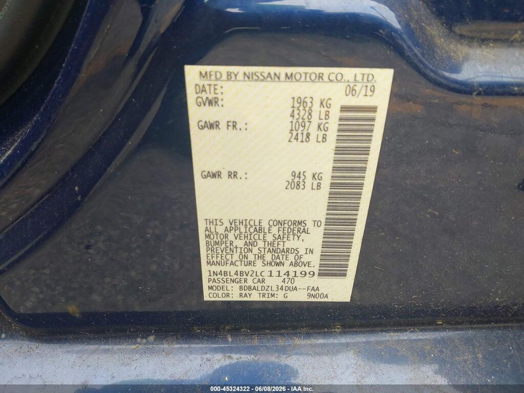 1N4BL4BV2LC114199 2020 NISSAN ALTIMA photo no. 9