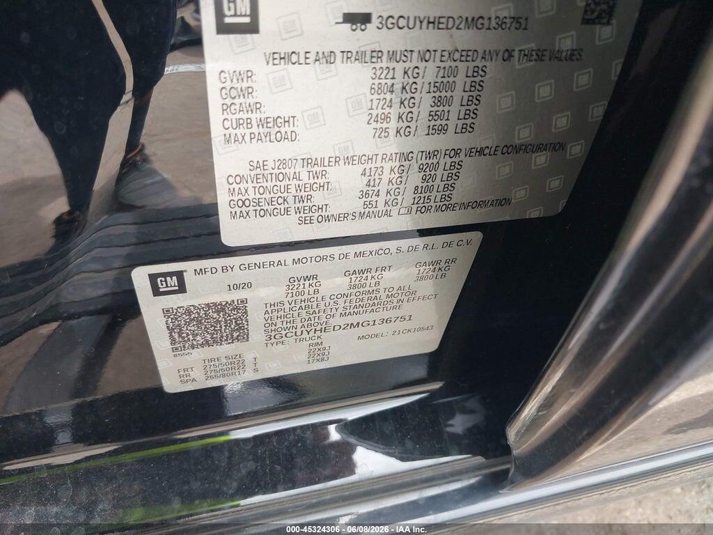 3GCUYHED2MG136751 2021 CHEVROLET SILVERADO 1500 photo no. 9