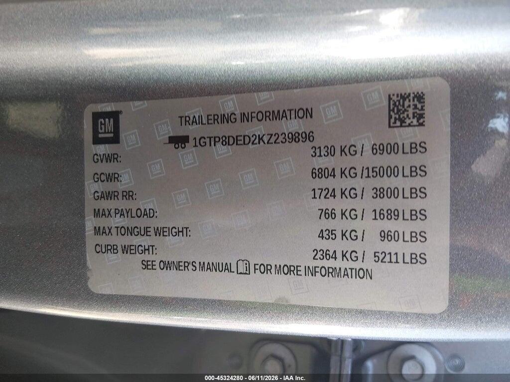 1GTP8DED2KZ239896 2019 GMC SIERRA 1500 photo no. 9