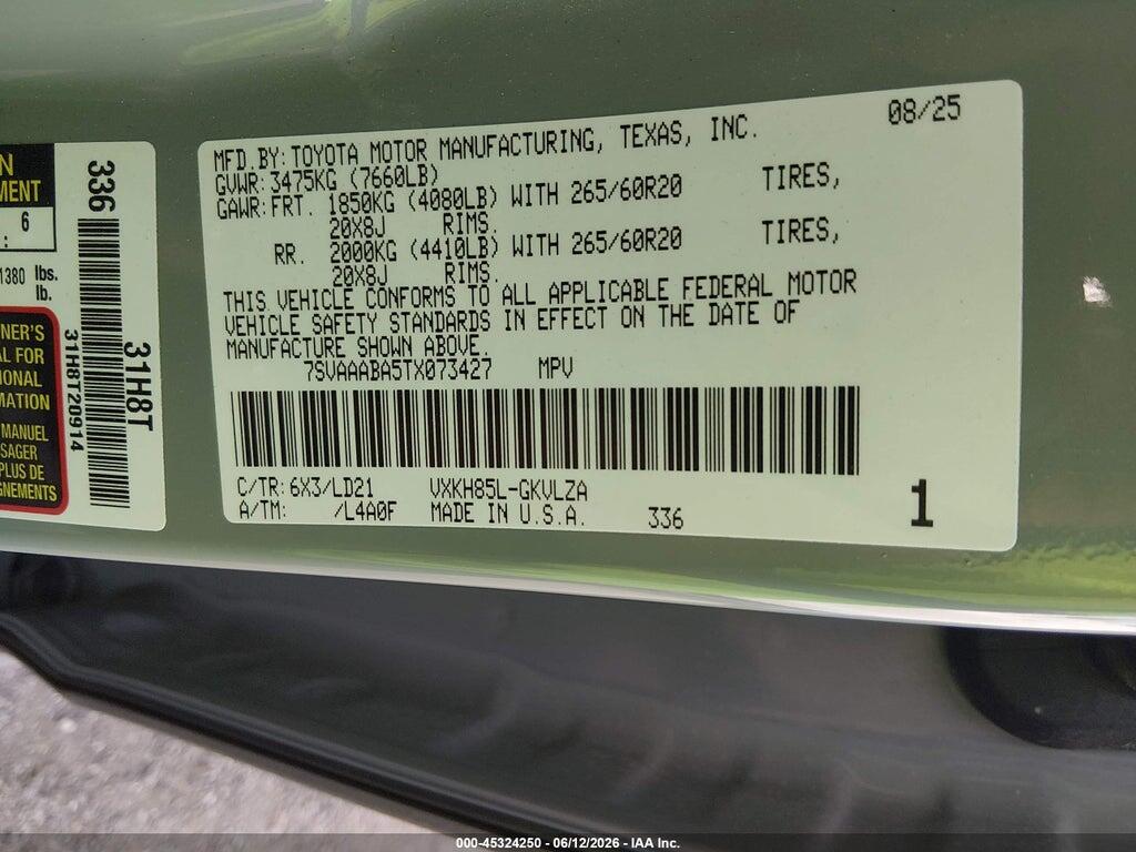 7SVAAABA5TX073427 2026 TOYOTA SEQUOIA photo no. 9