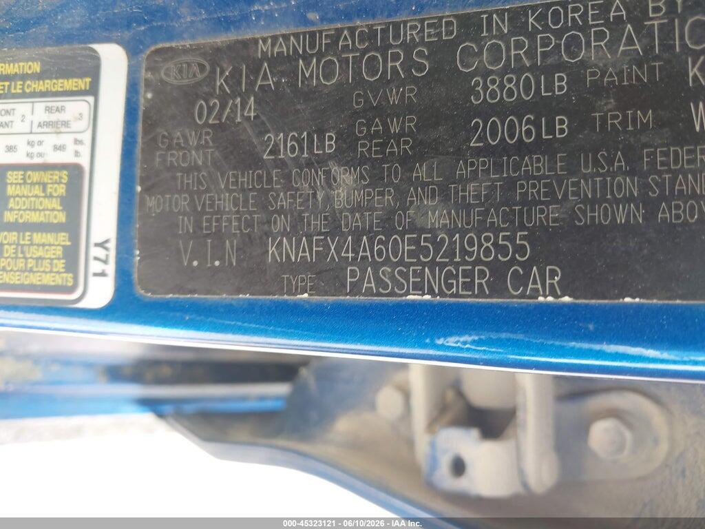 KNAFX4A60E5219855 2014 KIA FORTE photo no. 9