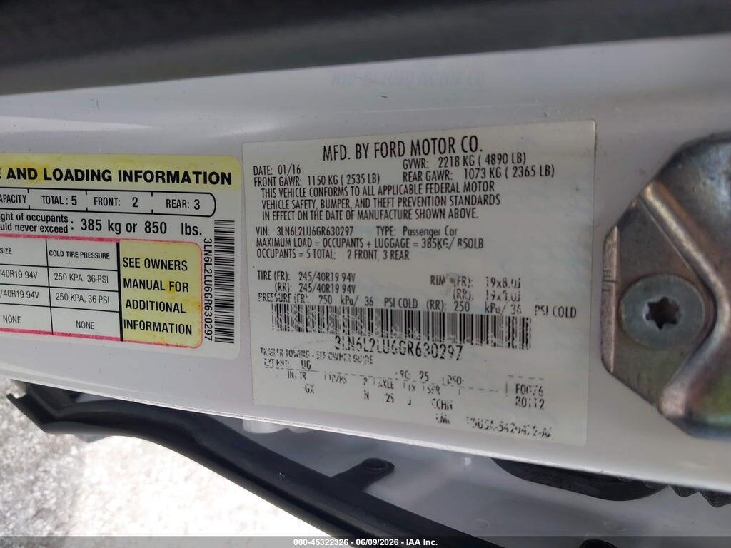 3LN6L2LU6GR630297 2016 LINCOLN MKZ HYBRID photo no. 9