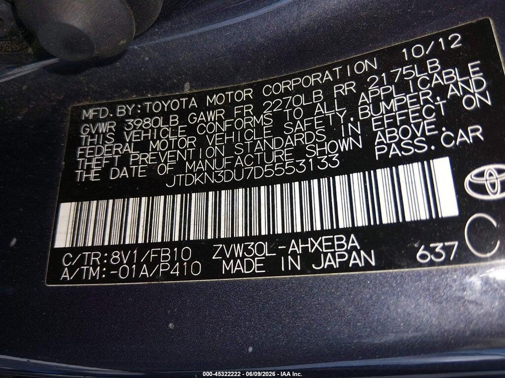 JTDKN3DU7D5553133 2013 TOYOTA PRIUS photo no. 9