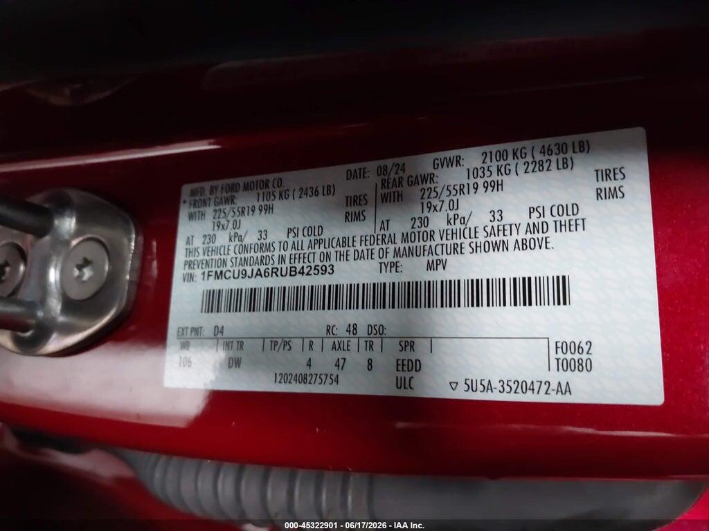 1FMCU9JA6RUB42593 2024 FORD ESCAPE photo no. 9