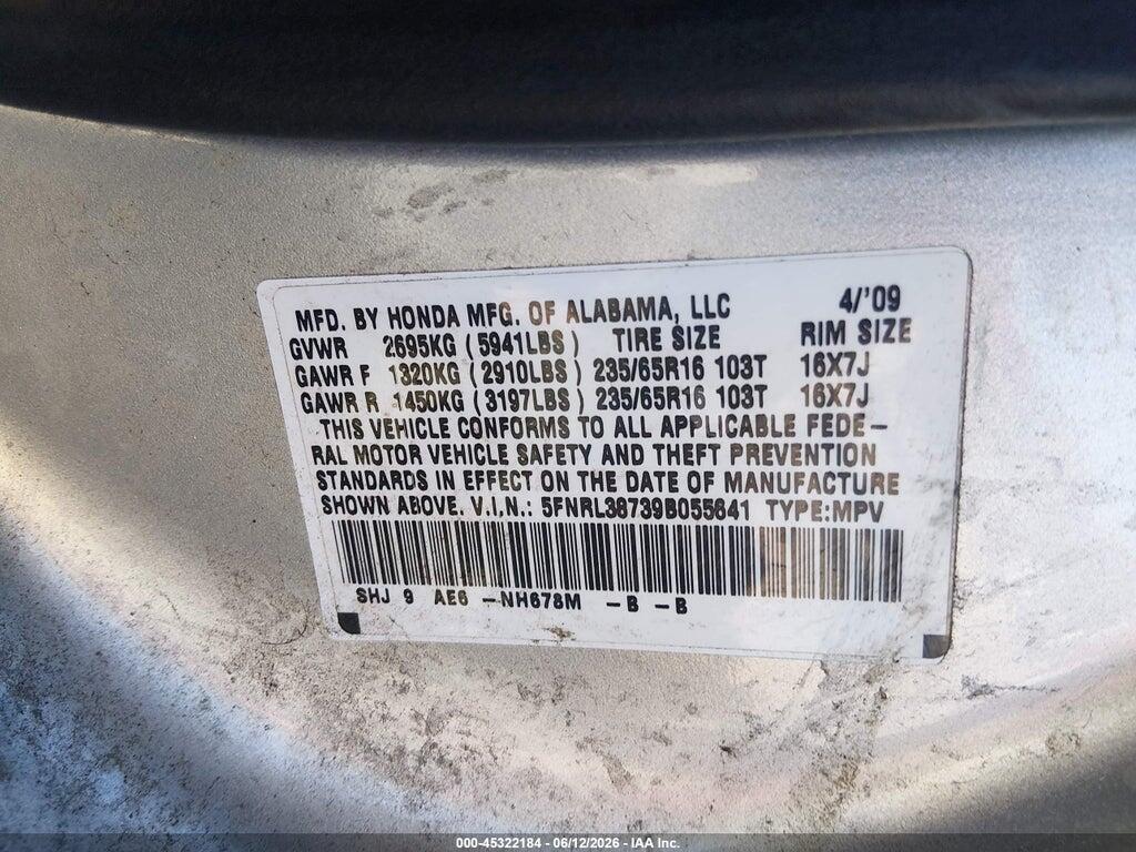5FNRL38739B055641 2009 HONDA ODYSSEY photo no. 9