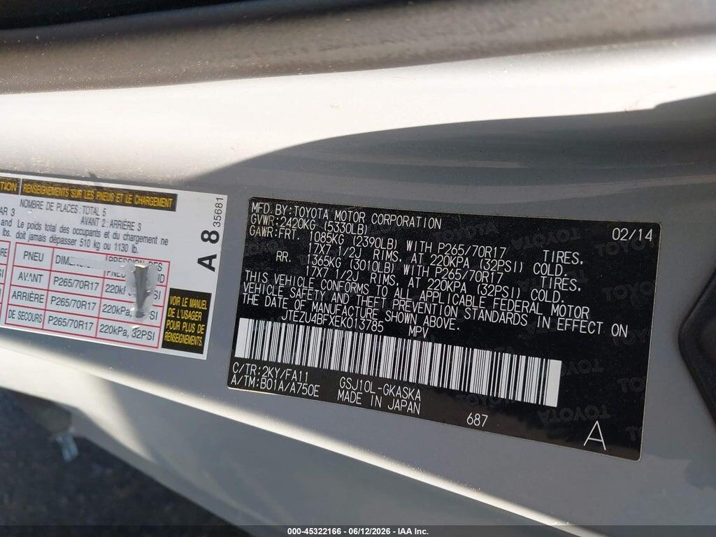 JTEZU4BFXEK013785 2014 TOYOTA FJ CRUISER photo no. 9