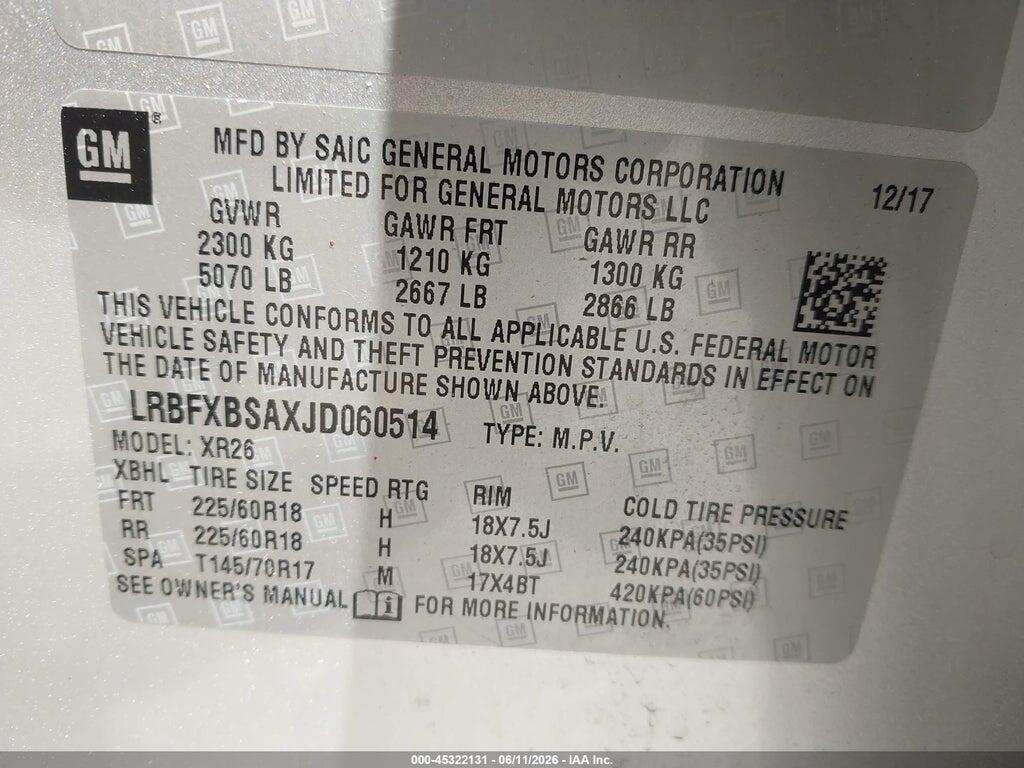 LRBFXBSAXJD060514 2018 BUICK ENVISION photo no. 9