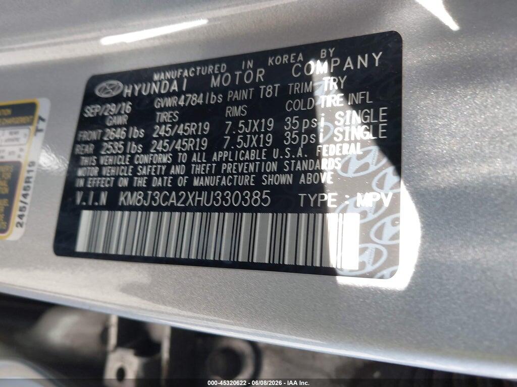 KM8J3CA2XHU330385 2017 HYUNDAI TUCSON photo no. 9