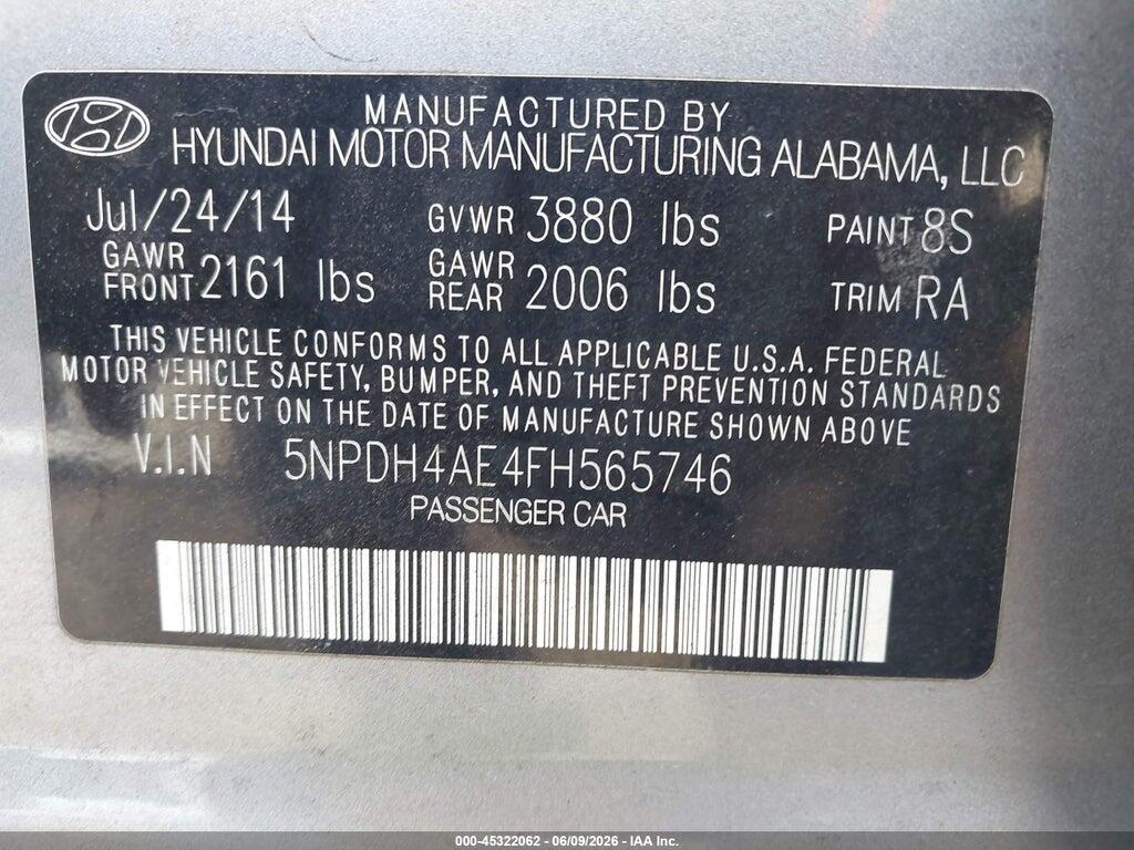 5NPDH4AE4FH565746 2015 HYUNDAI ELANTRA photo no. 9