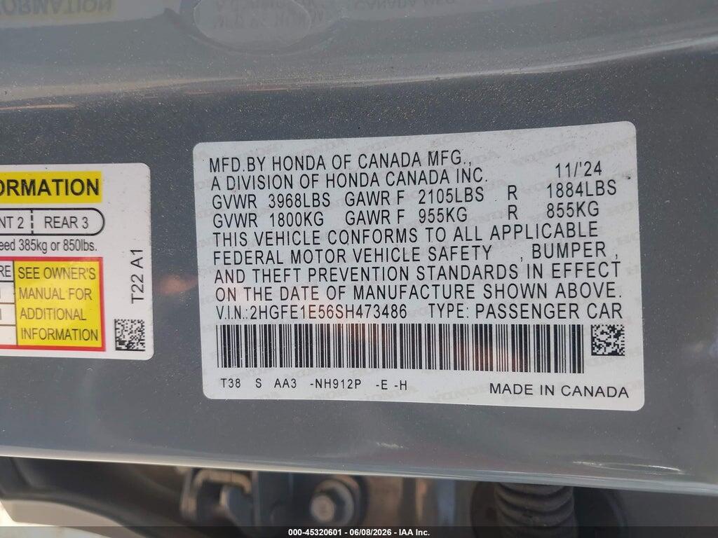 2HGFE1E56SH473486 2025 HONDA CIVIC SI photo no. 9