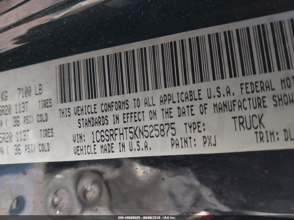 1C6SRFHT5KN525875 2019 RAM 1500 photo no. 9