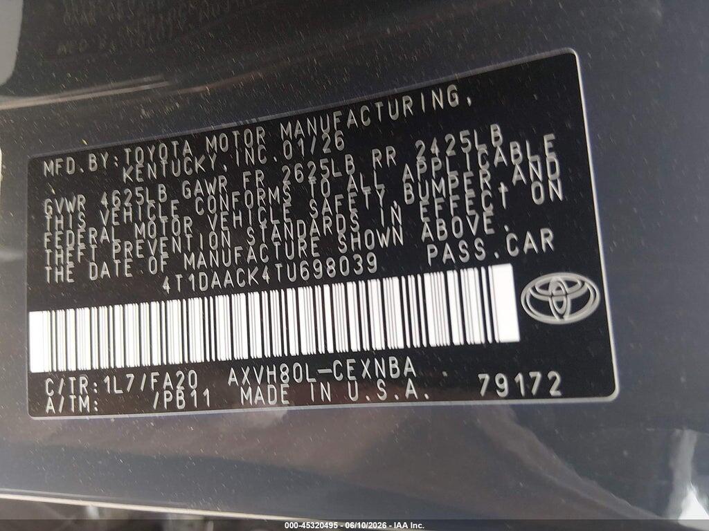 4T1DAACK4TU698039 2026 TOYOTA CAMRY photo no. 9