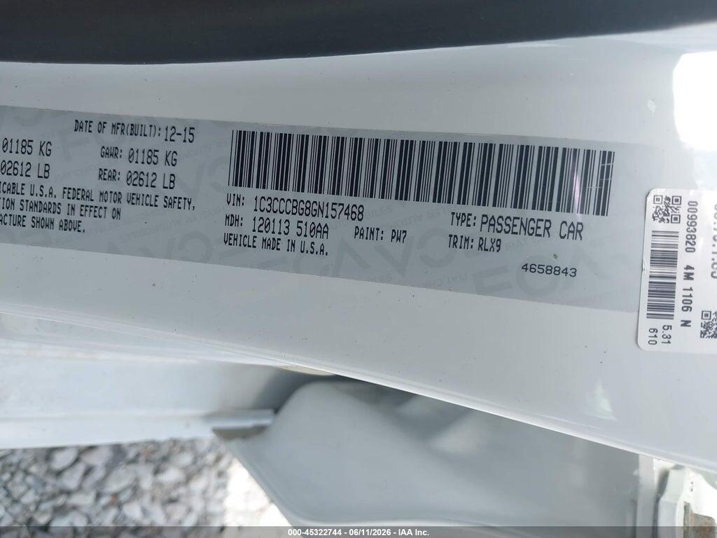 1C3CCCBG8GN157468 2016 CHRYSLER 200 photo no. 9