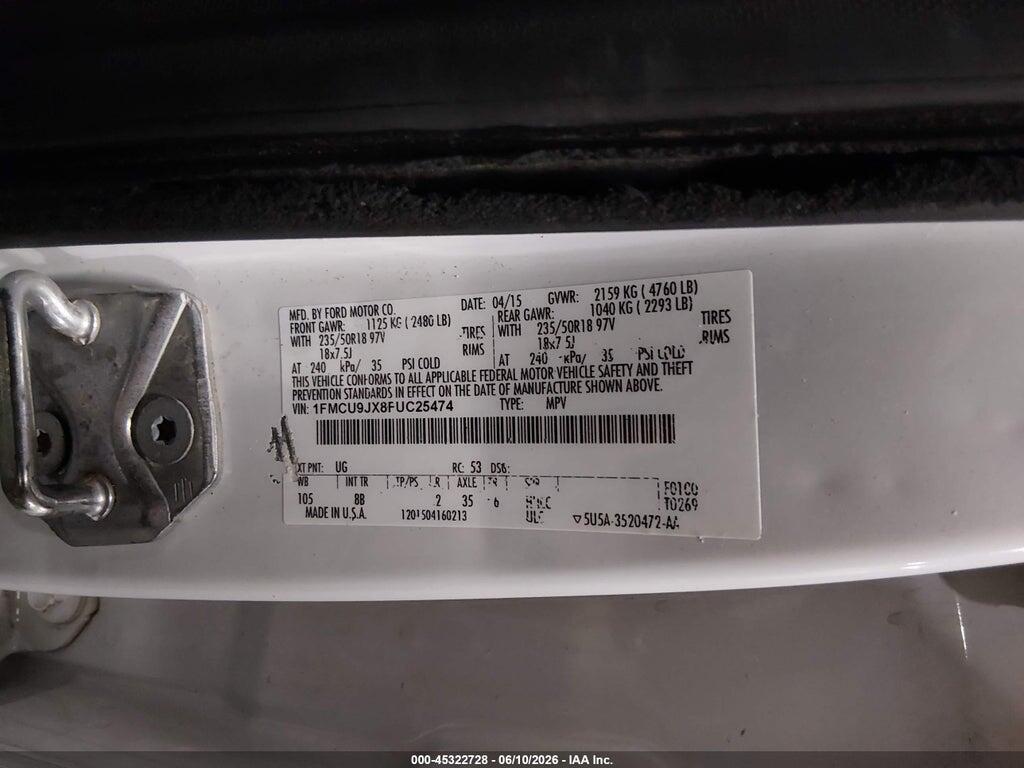 1FMCU9JX8FUC25474 2015 FORD ESCAPE photo no. 9