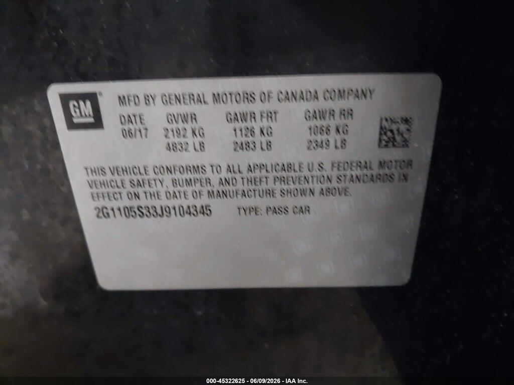 2G1105S33J9104345 2018 CHEVROLET IMPALA photo no. 9