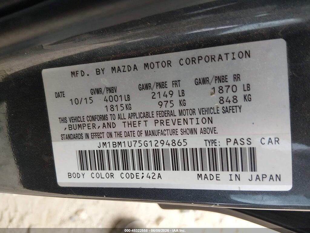 JM1BM1U75G1294865 2016 MAZDA MAZDA3 photo no. 9