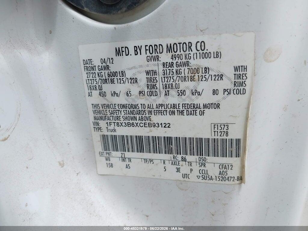 1FT8X3B6XCEB93122 2012 FORD SUPER DUTY F-350 SRW photo no. 8