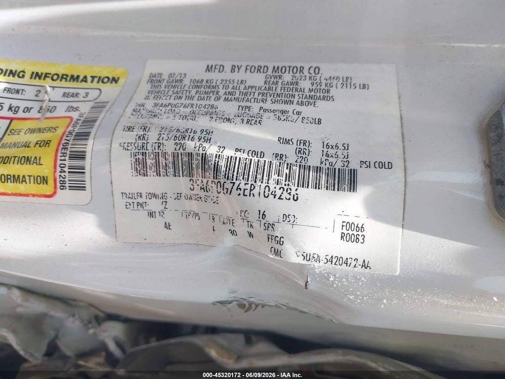 3FA6P0G76ER104286 2014 FORD FUSION photo no. 9