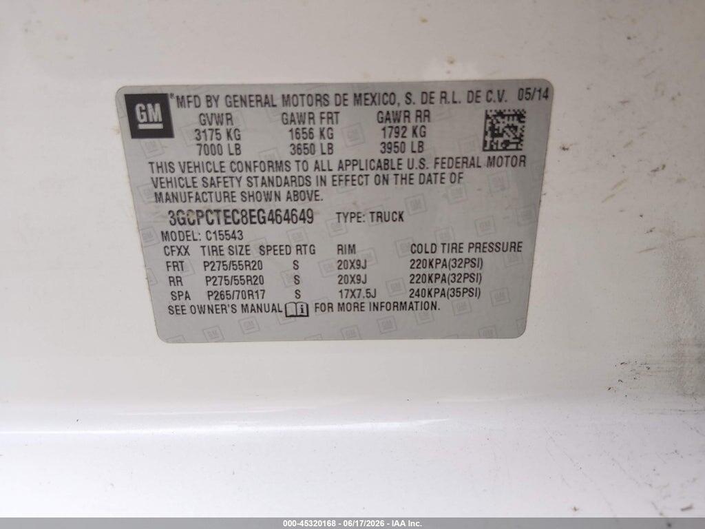 3GCPCTEC8EG464649 2014 CHEVROLET SILVERADO 1500 photo no. 9