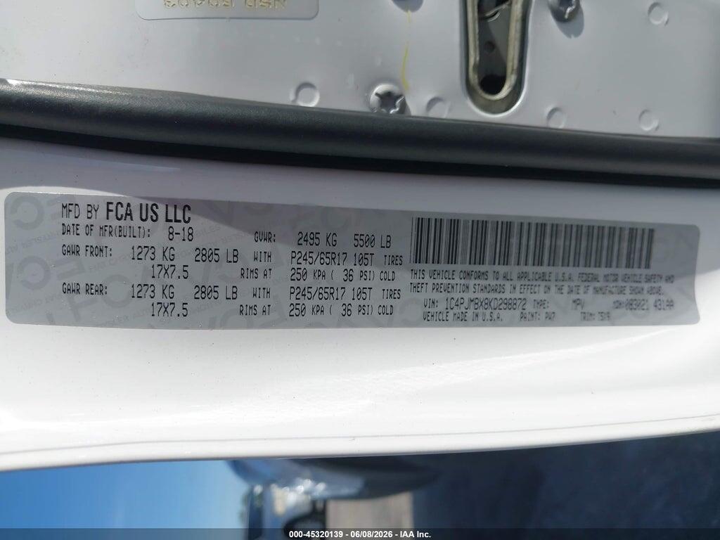 1C4PJMBX8KD298872 2019 JEEP CHEROKEE photo no. 9