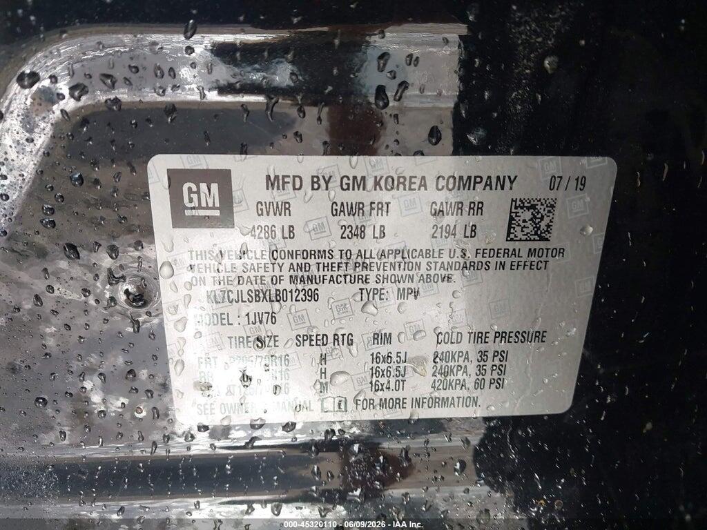 KL7CJLSBXLB012396 2020 CHEVROLET TRAX photo no. 9