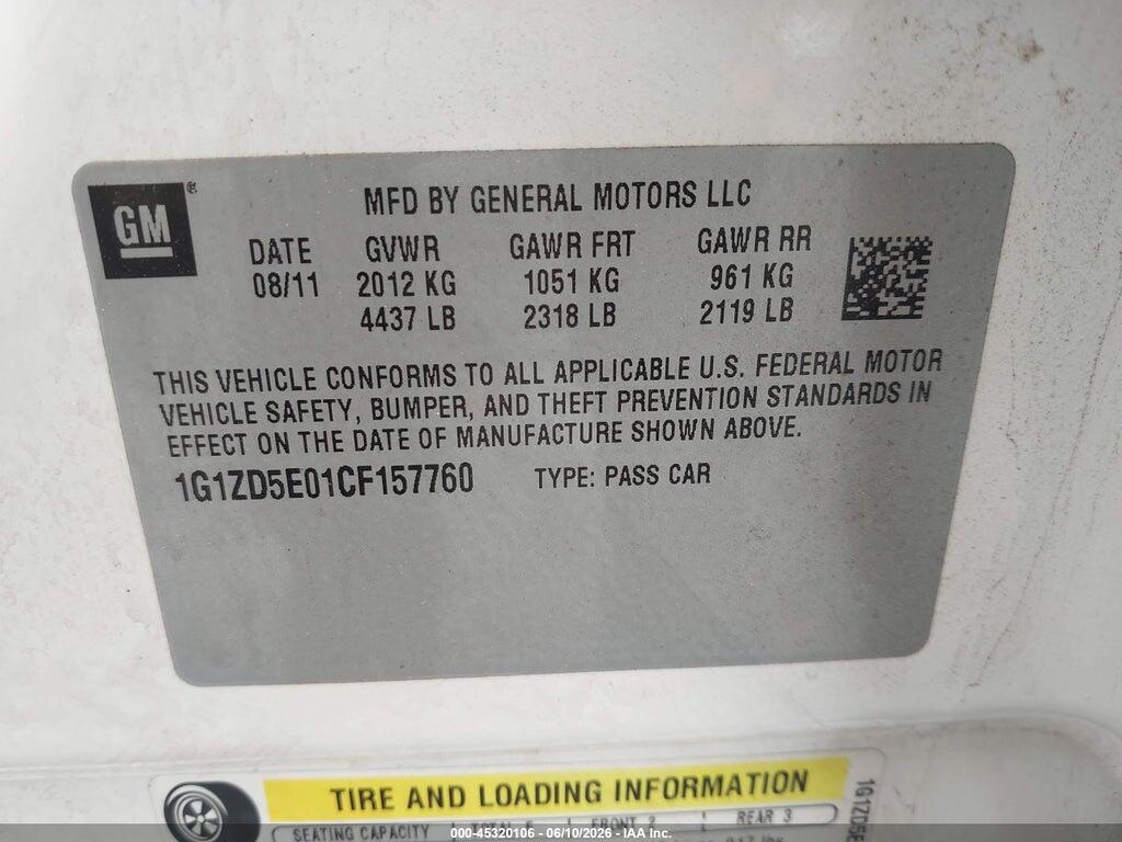 1G1ZD5E01CF157760 2012 CHEVROLET MALIBU photo no. 9