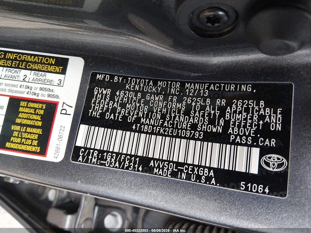 4T1BD1FK2EU109793 2014 TOYOTA CAMRY HYBRID photo no. 9