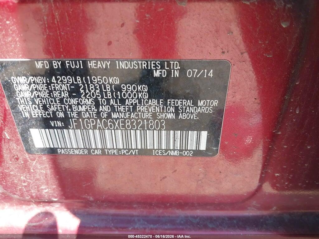 JF1GPAC6XE8321803 2014 SUBARU IMPREZA photo no. 9